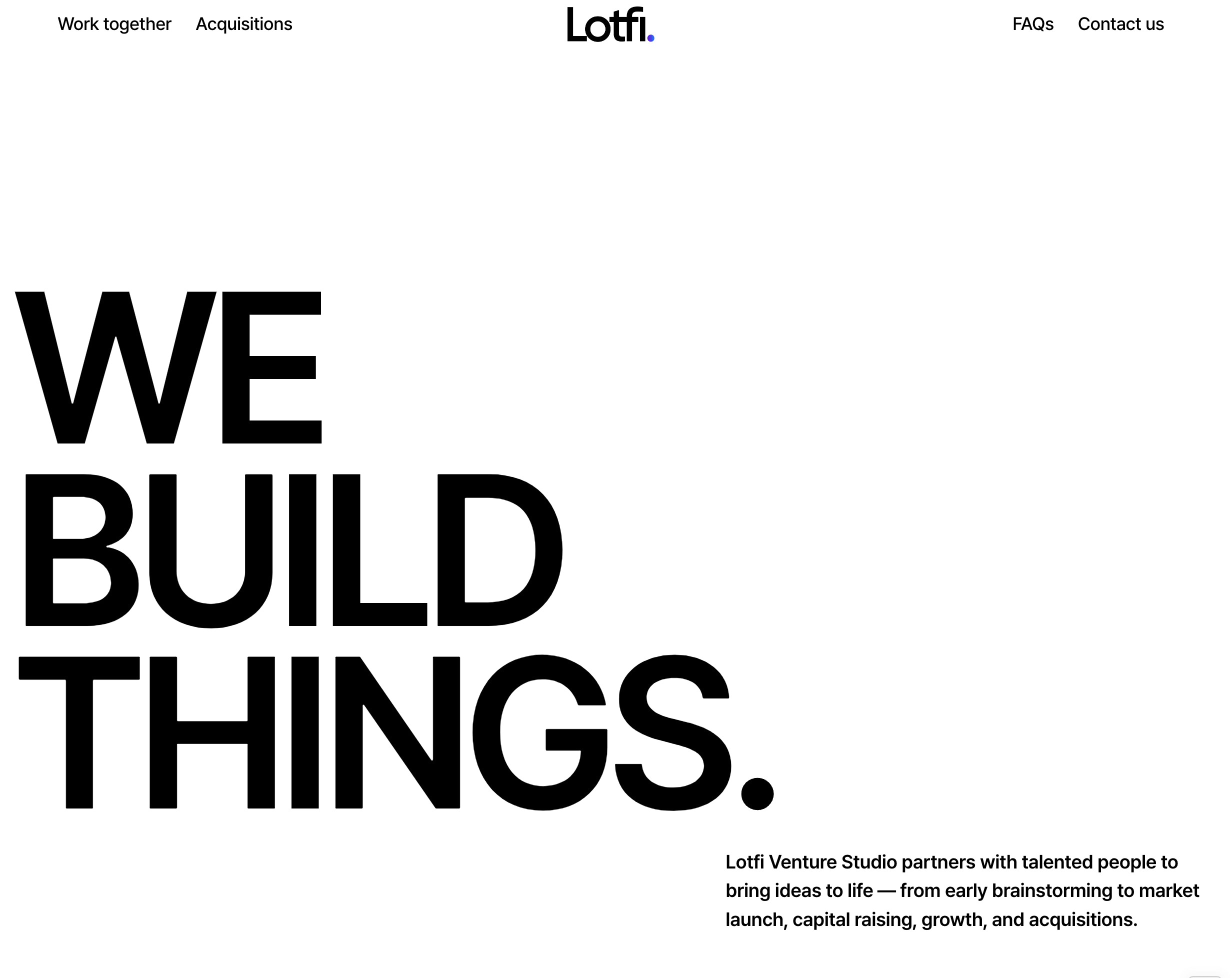 The homepage of Lotfi Venture Studio, LVS